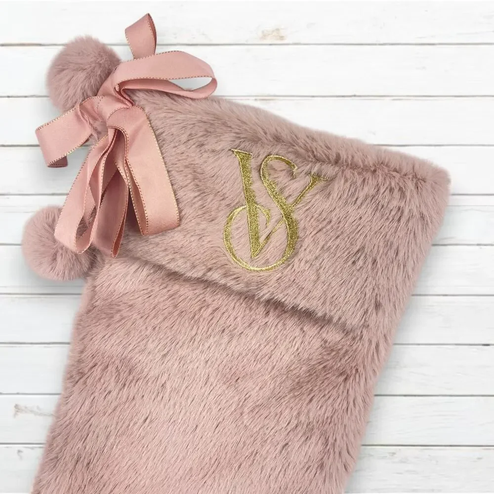Victoria’s Secret Mauve Pink Faux Fur Christmas‎ Stocking